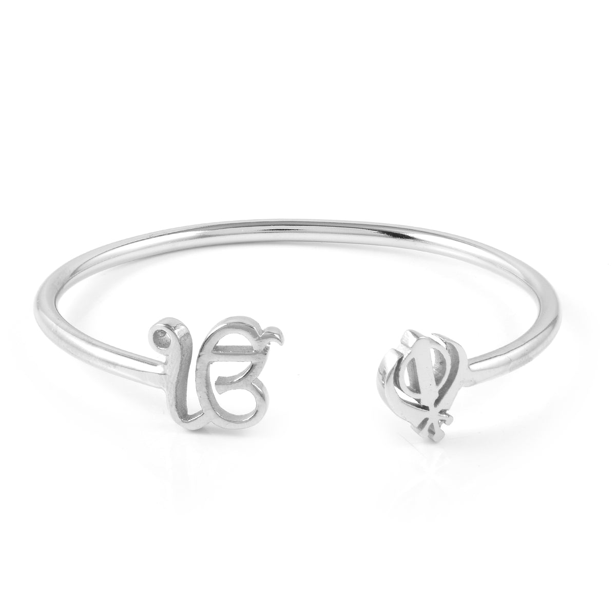 Pure Silver Ek Onkar Khanda Bracelet- Silver finish (Thick)
