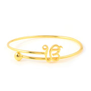 Pure Silver Ek Onkar Ball Cuff Bracelet- Gold finish