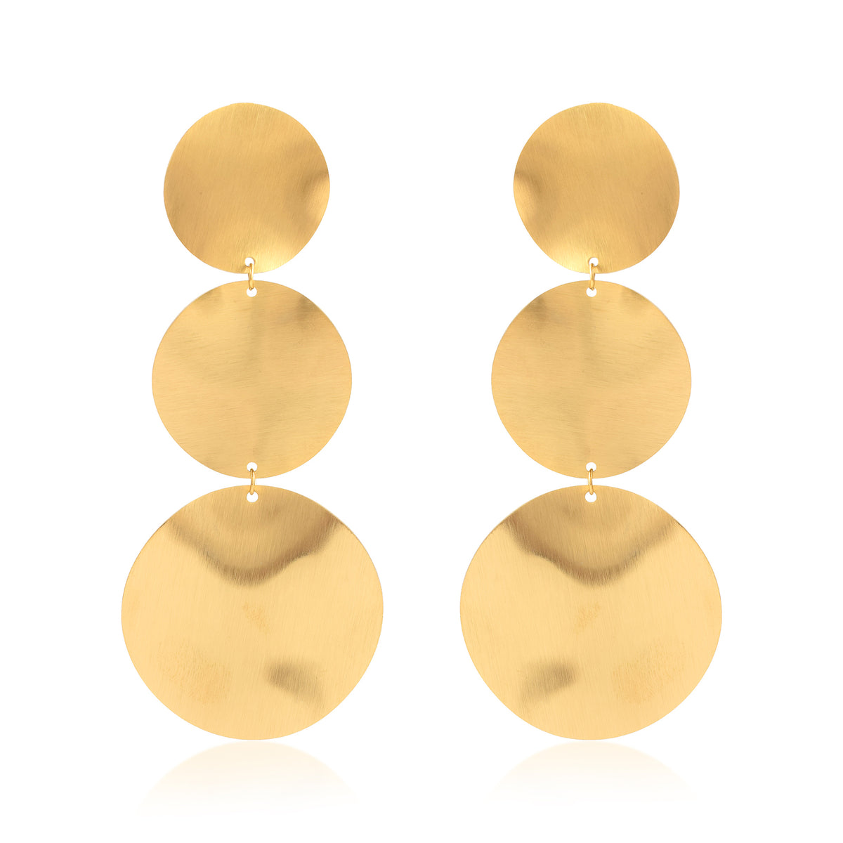 Graduated Gold Disc Earrings