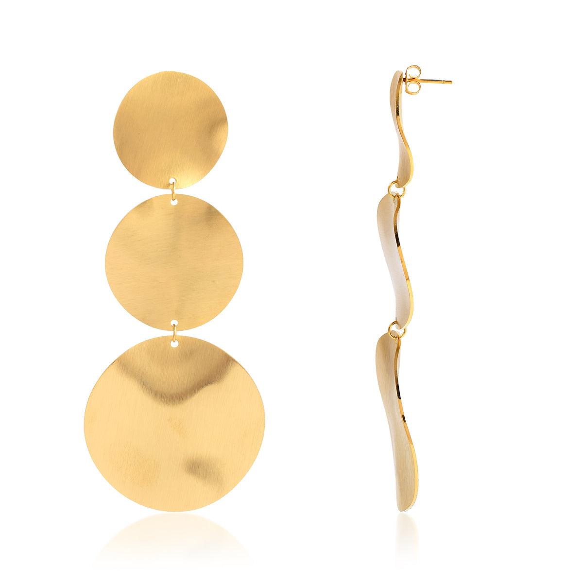 Graduated Gold Disc Earrings