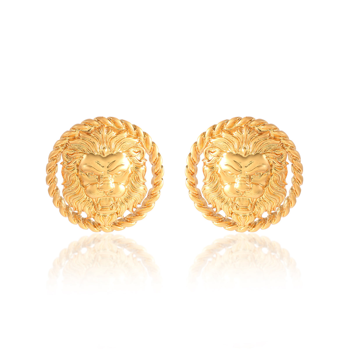 Vintage Gold Tone Lion Face Studs