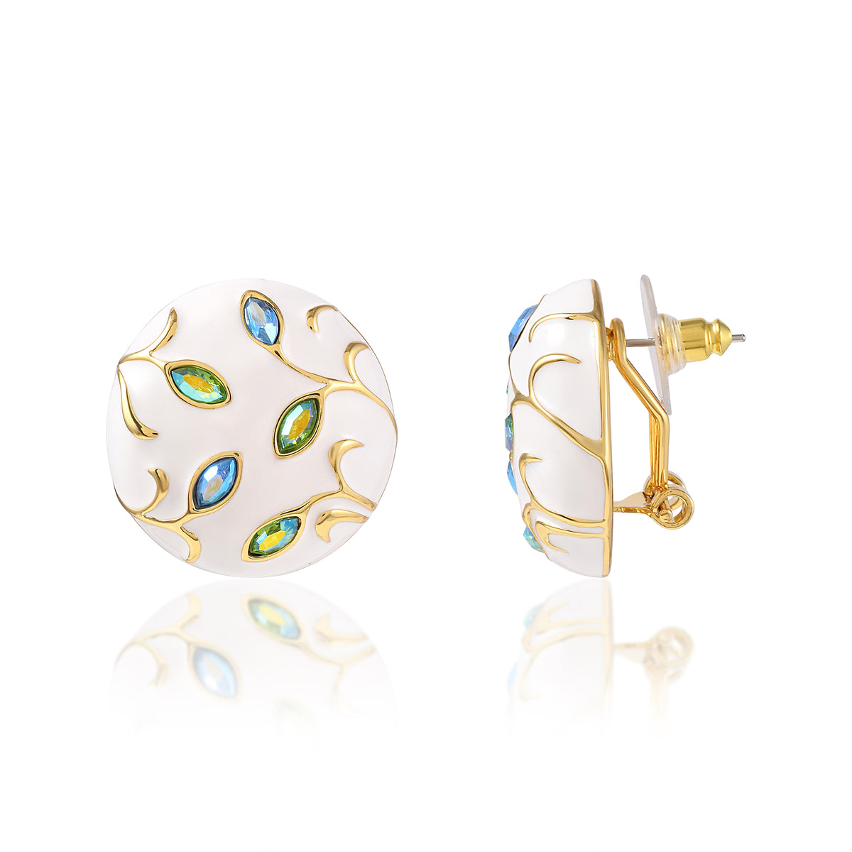 Leafy Enamel Studs