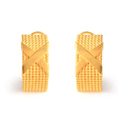 Pleated Cross Gold Earrings