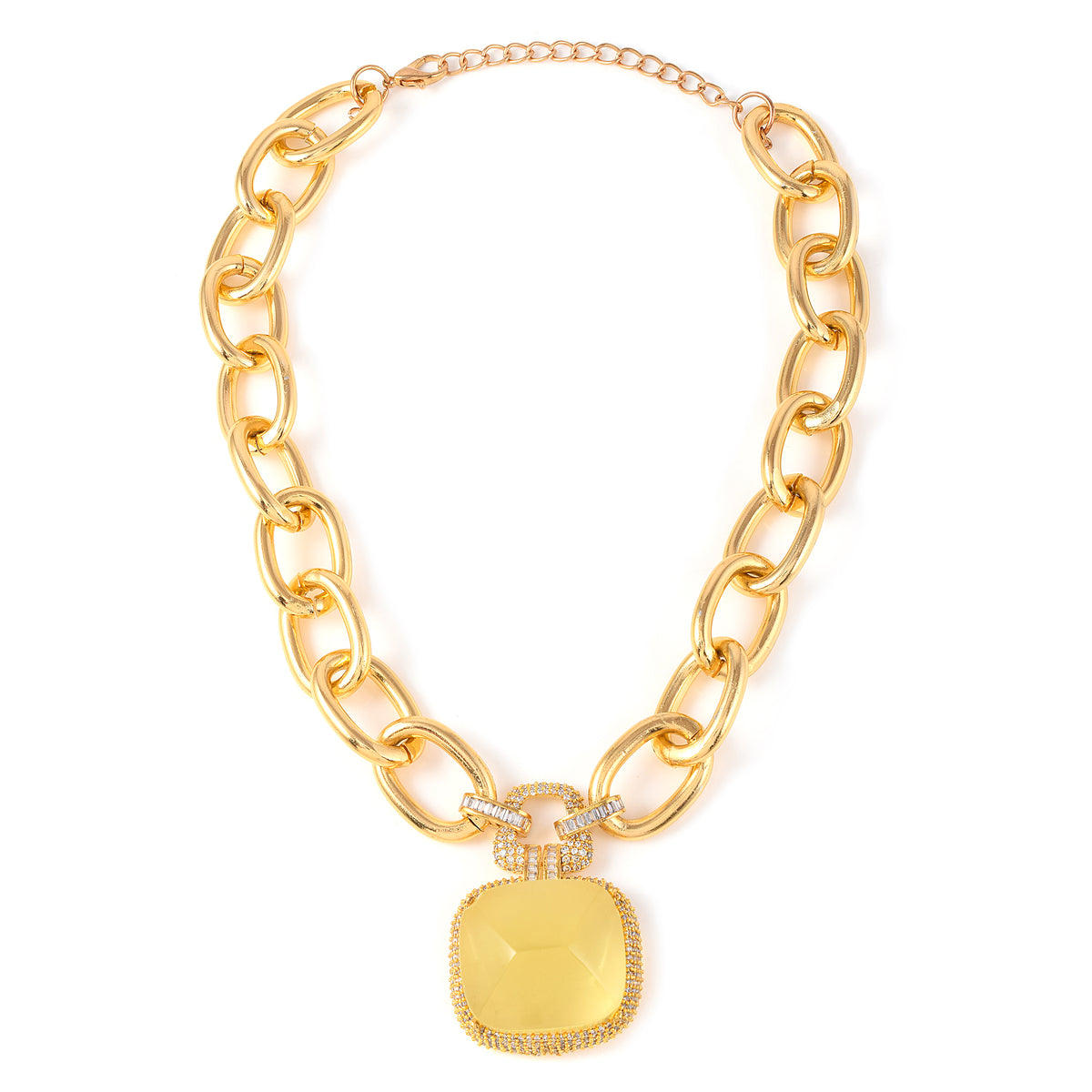 Yellow Gem Candy Link Necklace