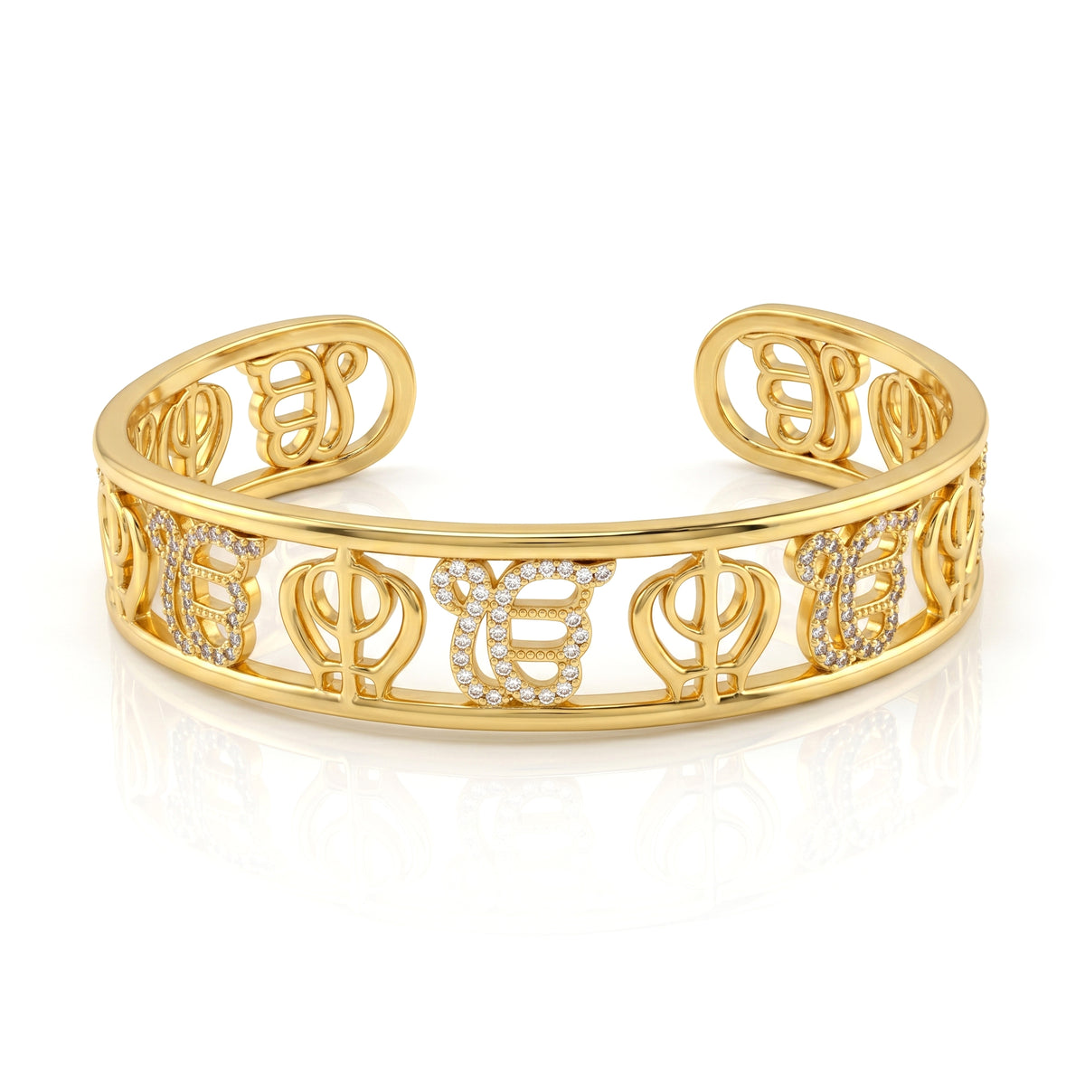 Ek Onkar Khanda Diamond Cuff Bracelet