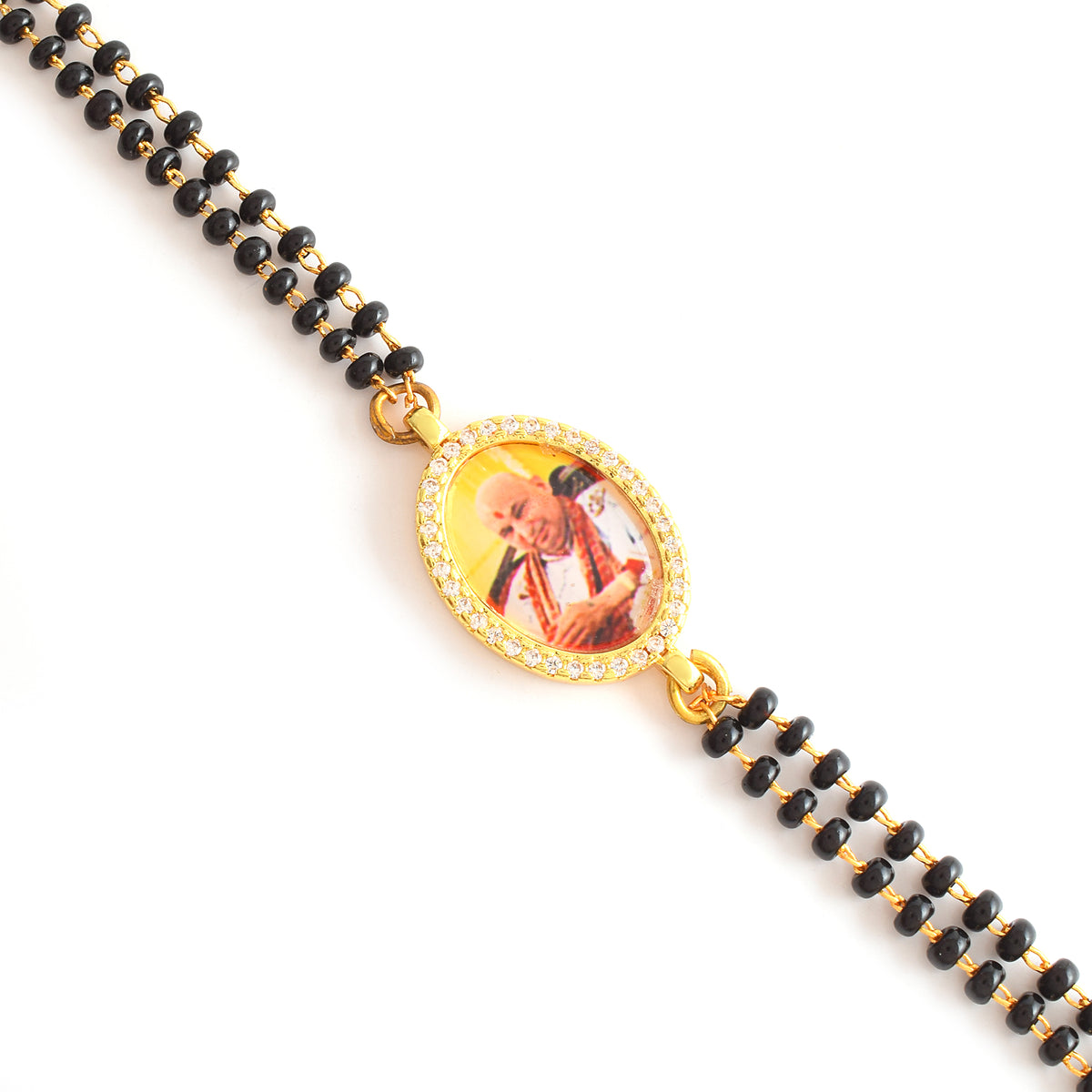 Jai Guruji Swaroop Black Bead Bracelet- option 2
