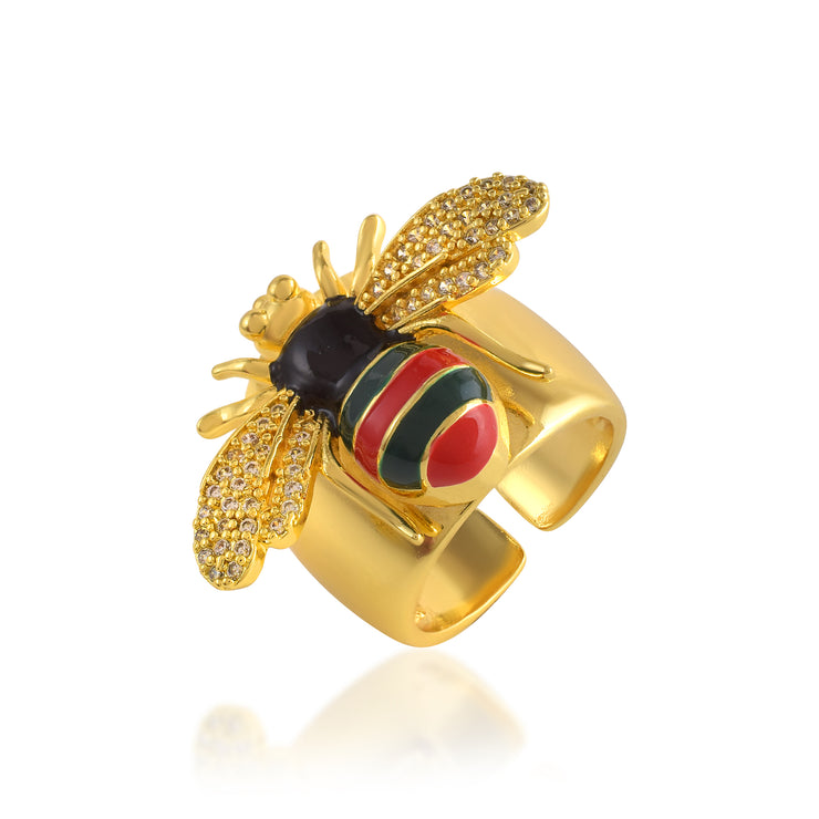 Bee Enamel Gold Ring