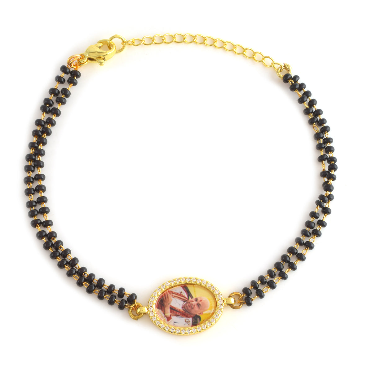 Jai Guruji Swaroop Black Bead Bracelet- option 2