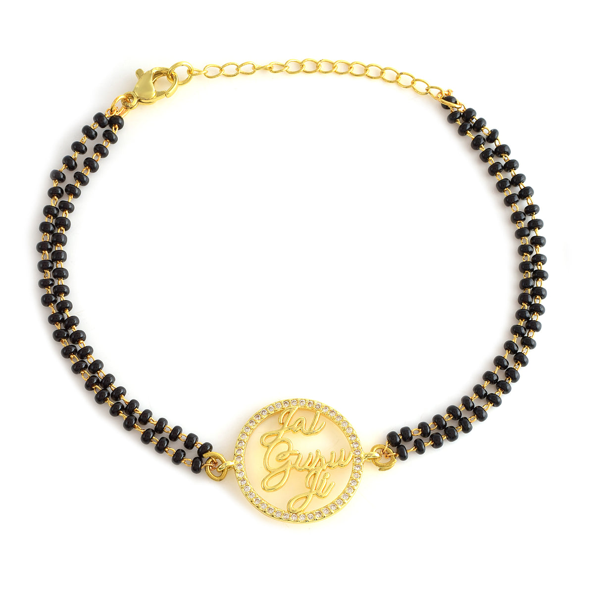 Jai Guruji Swarovaski Black Bead Bracelet