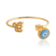 Ek Onkar Hanging Evil Eye Bracelet- Light Blue