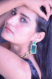 Emerald Doublet Rectangular Earrings