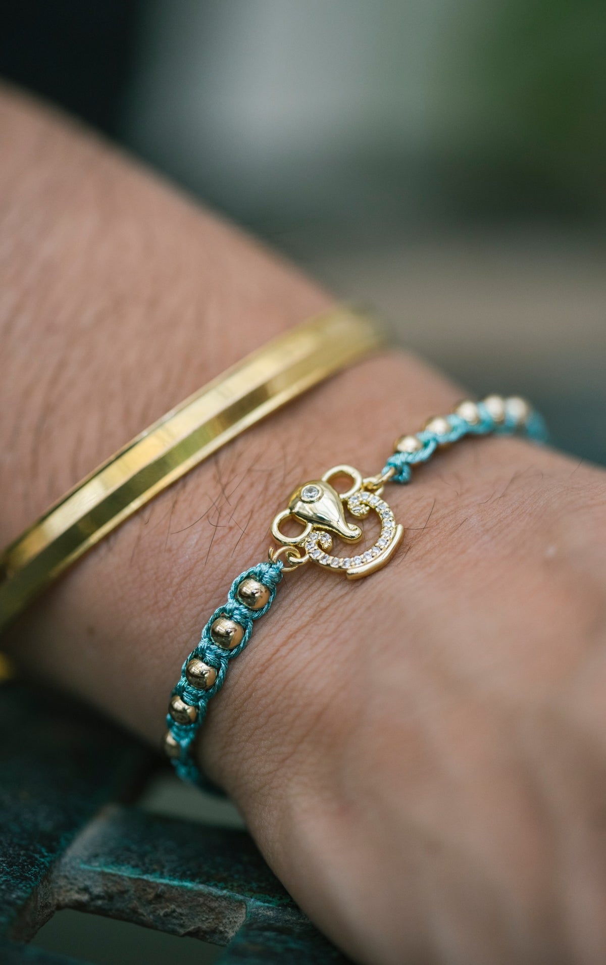 Ganesha Light Blue Rope Bracelet