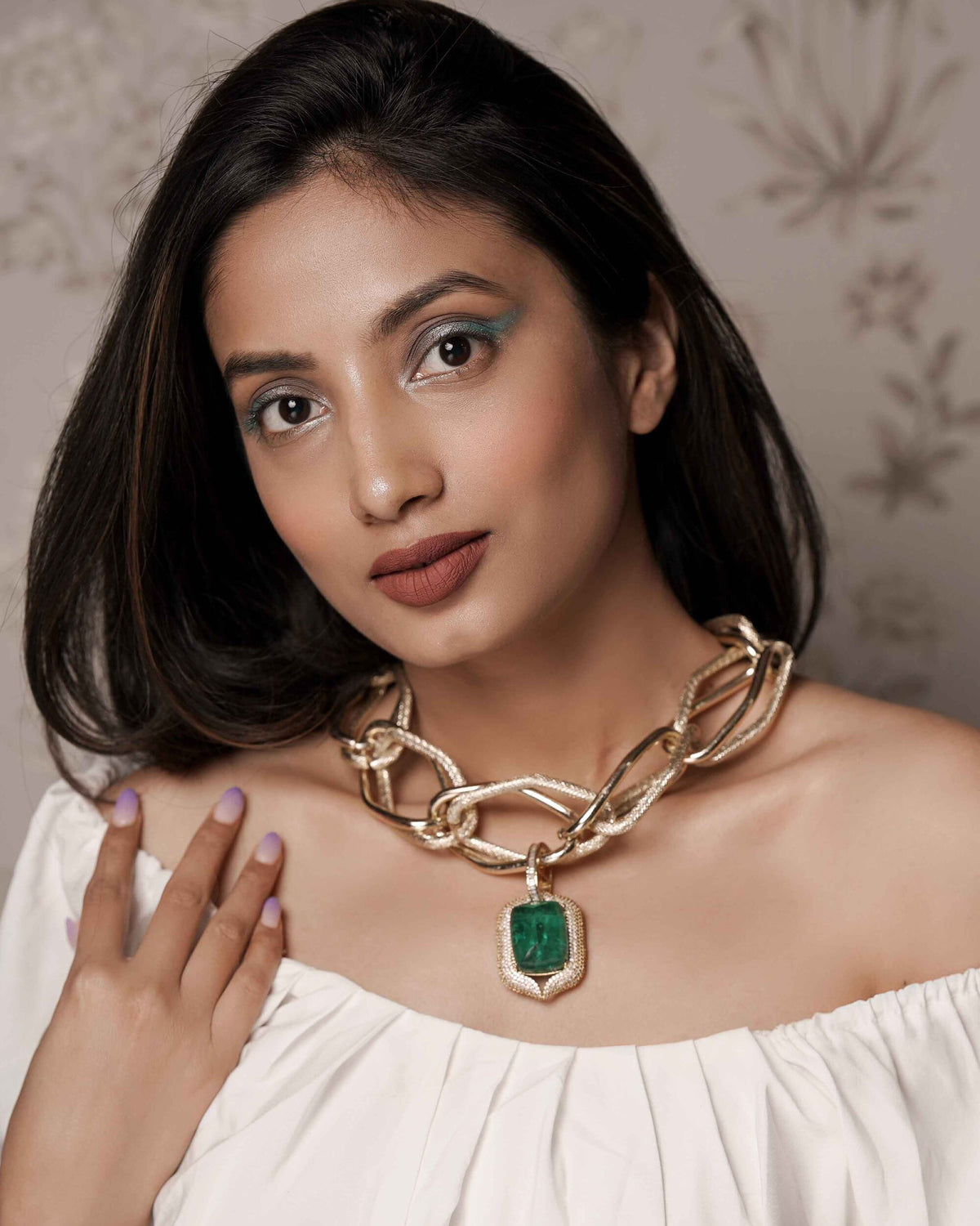 Emerald Twin Link Ida Necklace