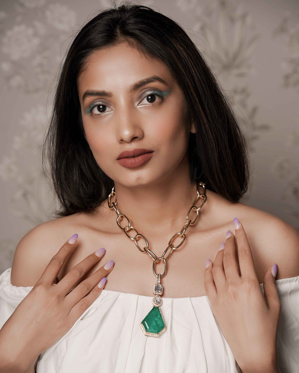 Emerald Swarovski Link Necklace