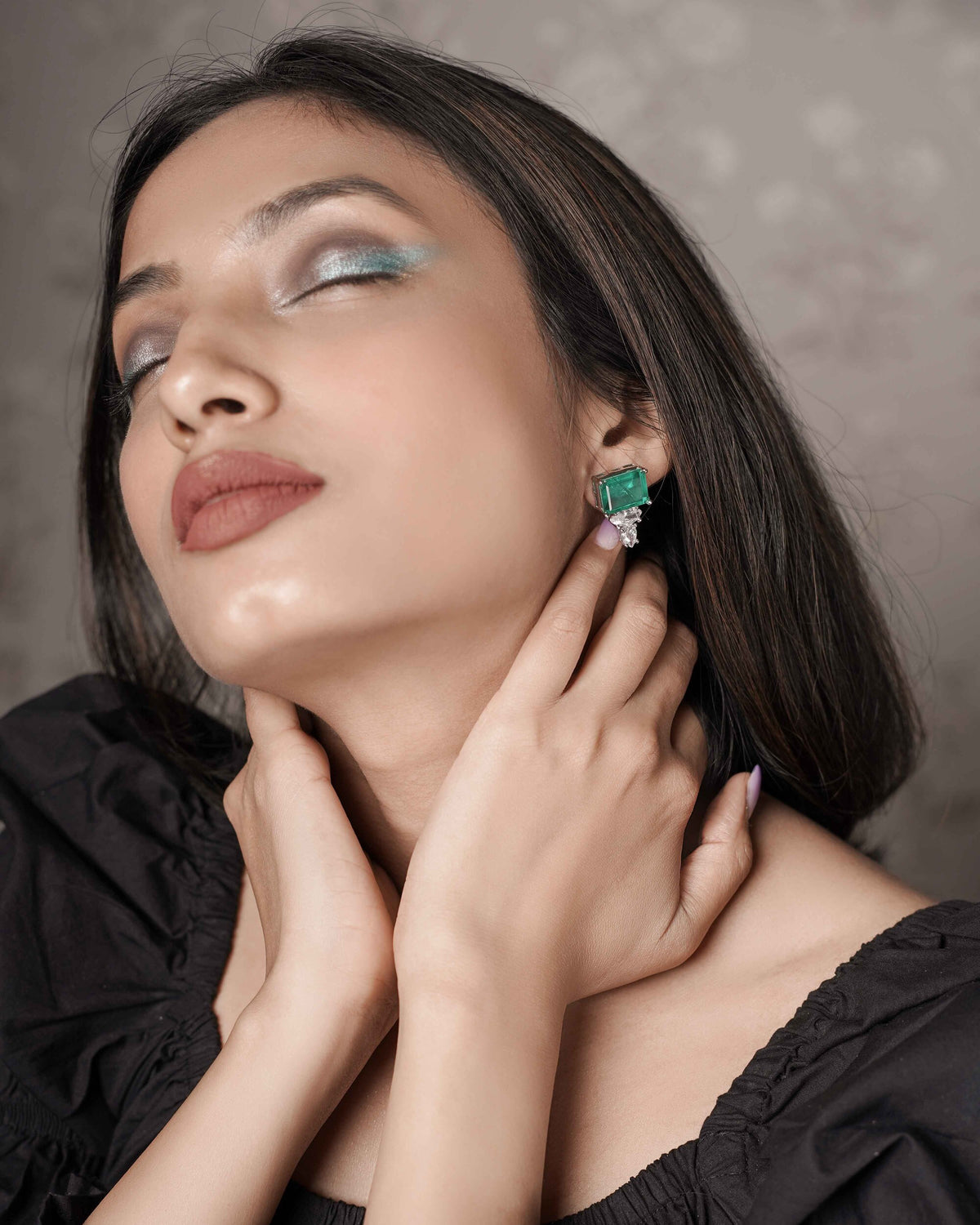 Rectangular Emerald Swarovski Drop Earrings