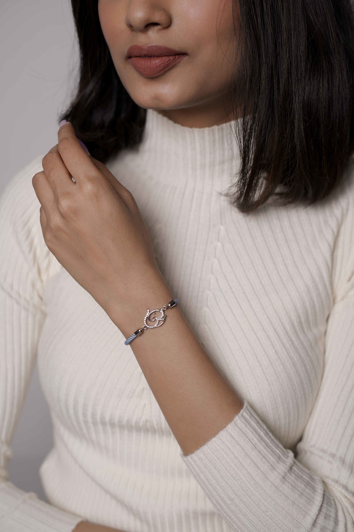 OM Swarvoski Light Blue Rope  Bracelet