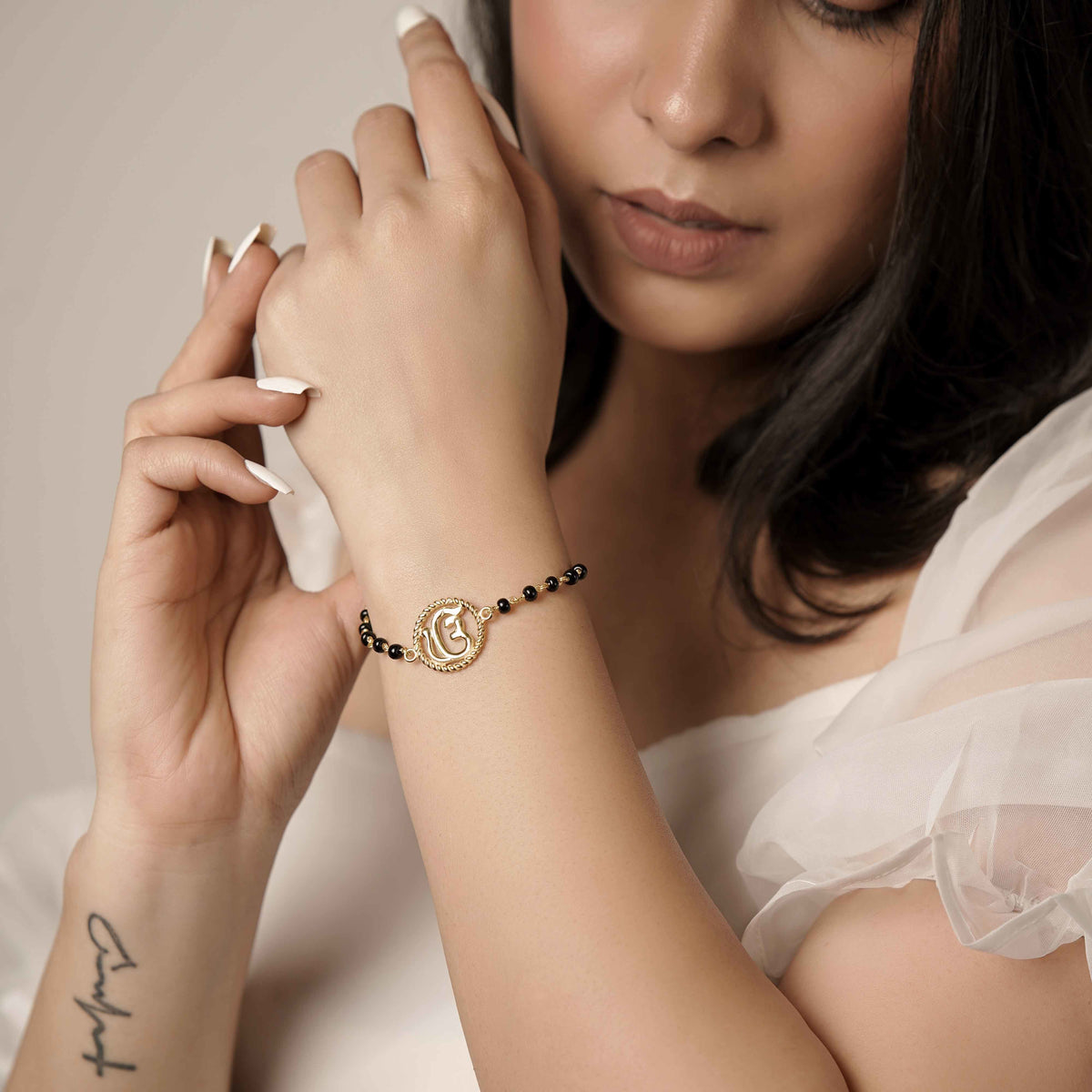 Pure Silver Ek Onkar Pleated Bracelet