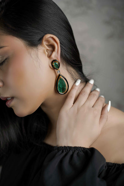 Emerald Doublet Flowy Earrings