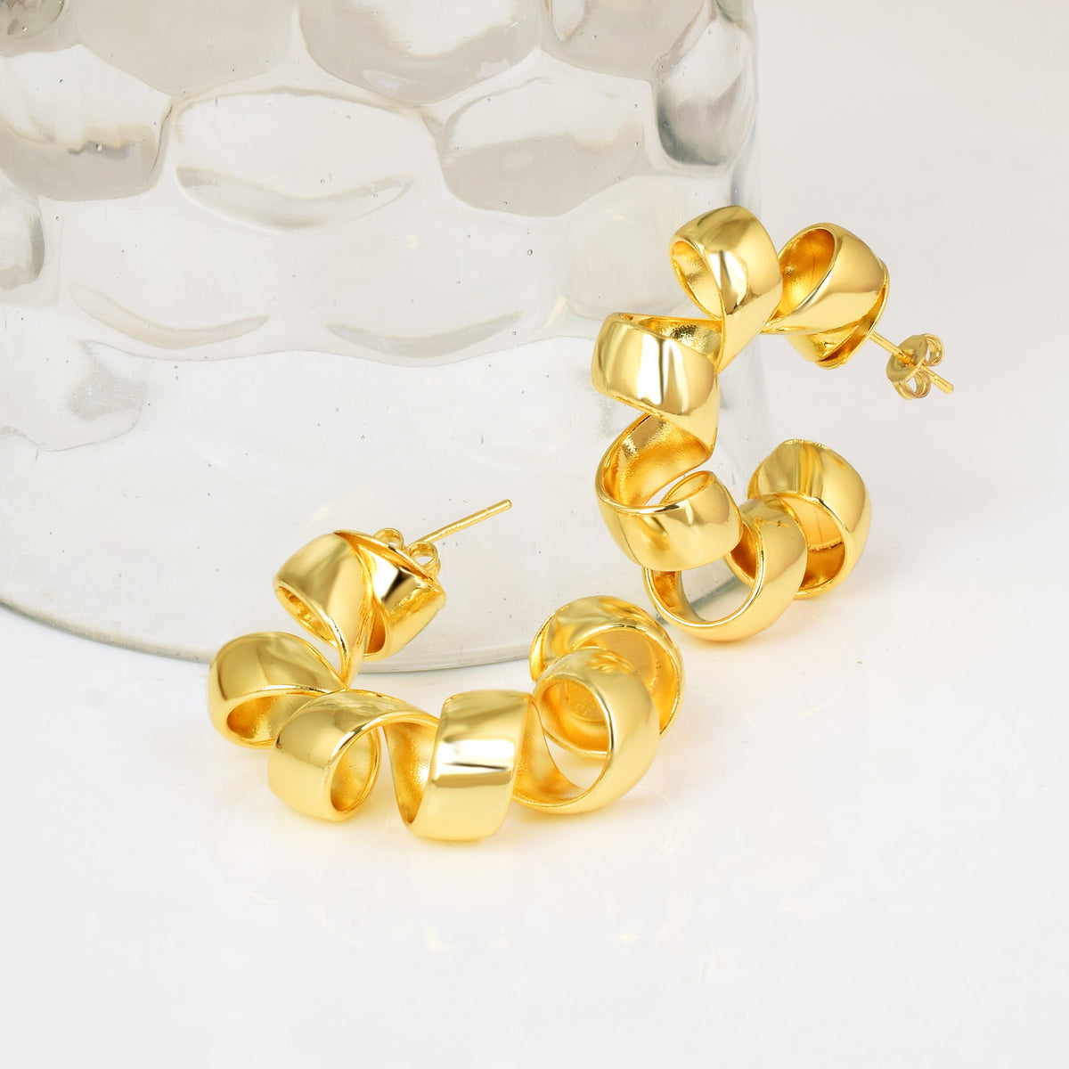 Spiral Gold Hoop Earrings