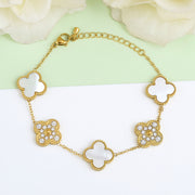 Reversible White And Gold Flower Bracelet