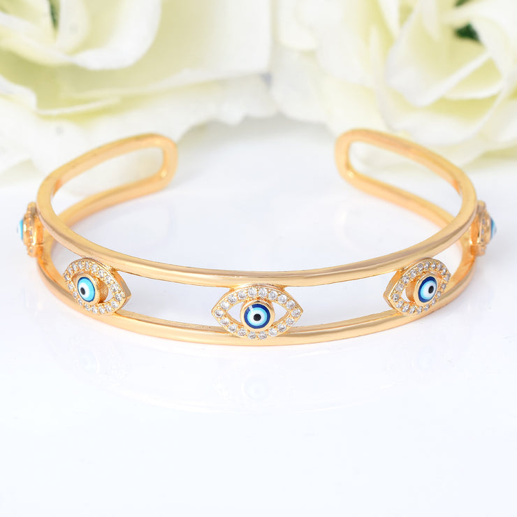 Two Layered  Eye Shaped Evil Eye Bracelet