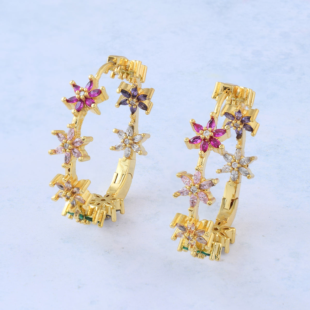 Multicolor Flower Hoops