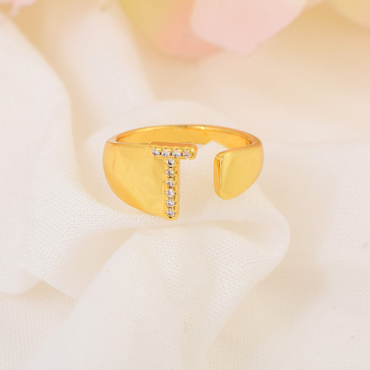 Letter T Swarovski Ring