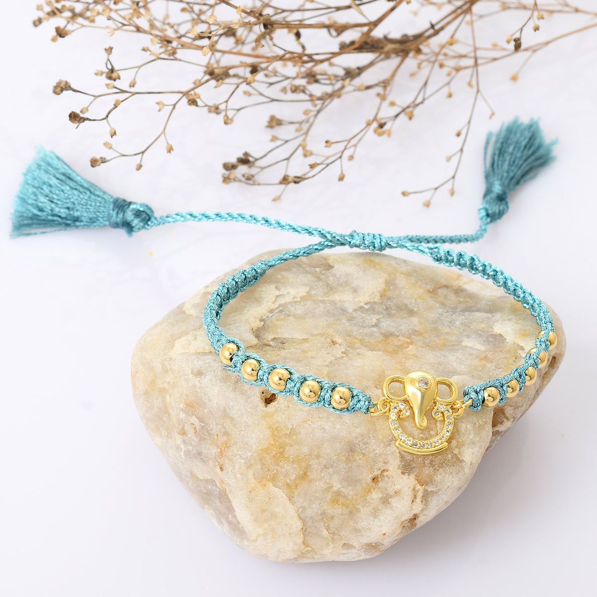 Ganesha Light Blue Rope Bracelet