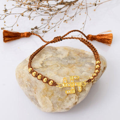 Swastik Brown Rope Bracelet