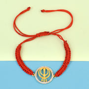 Pure Silver Swarovski Khanda Red Thread bracelet