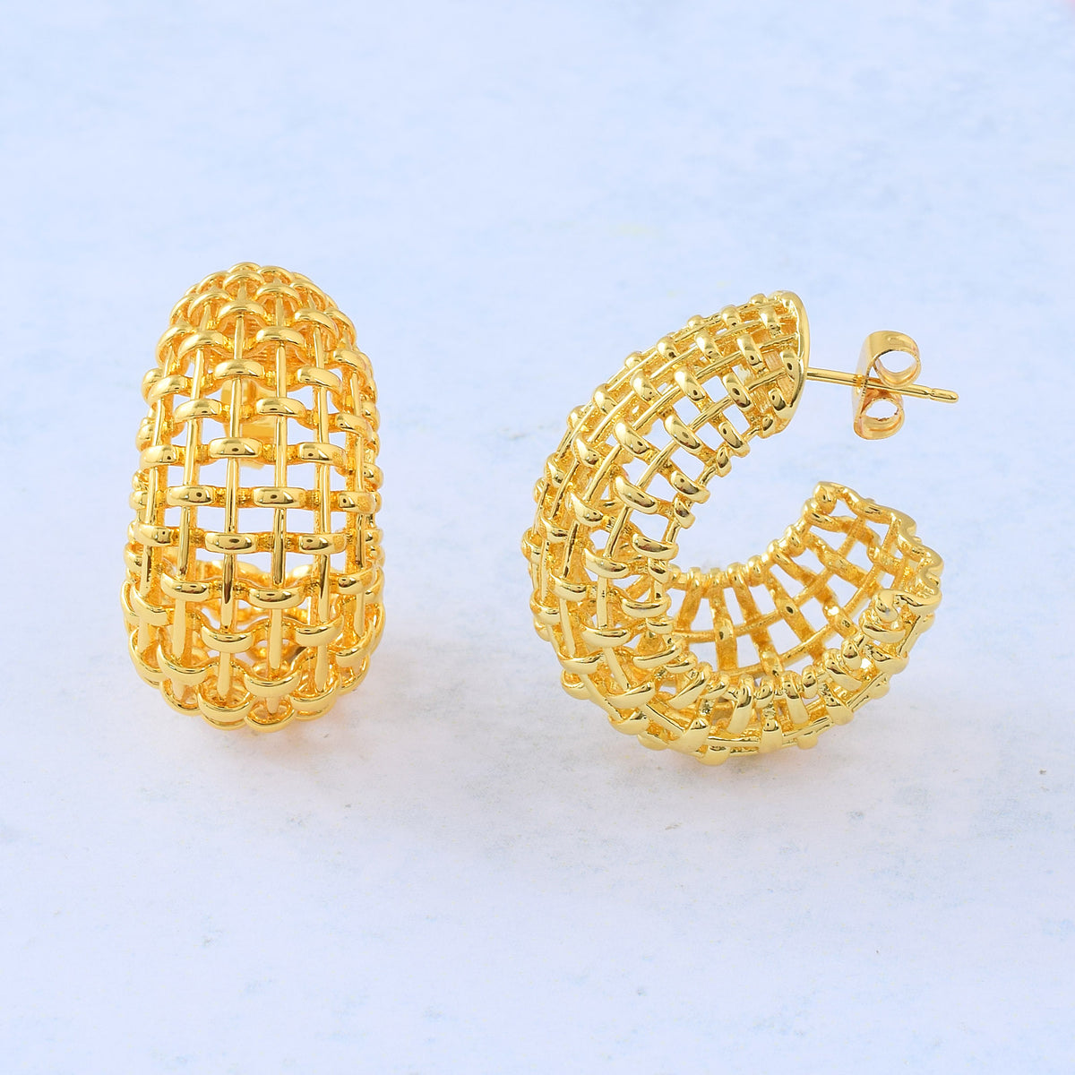 Gold Mesh Semi Hoops