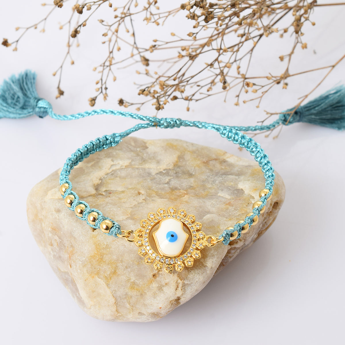 Turkish Evil Eye Light Blue Rope Bracelet