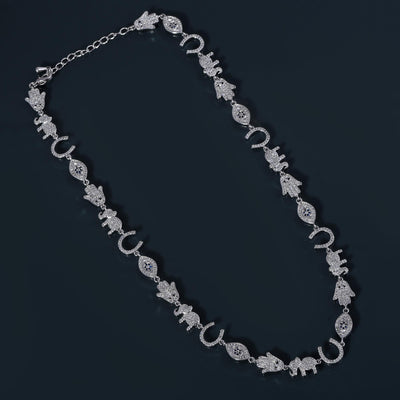 Silver Multi Charm Eye Necklace