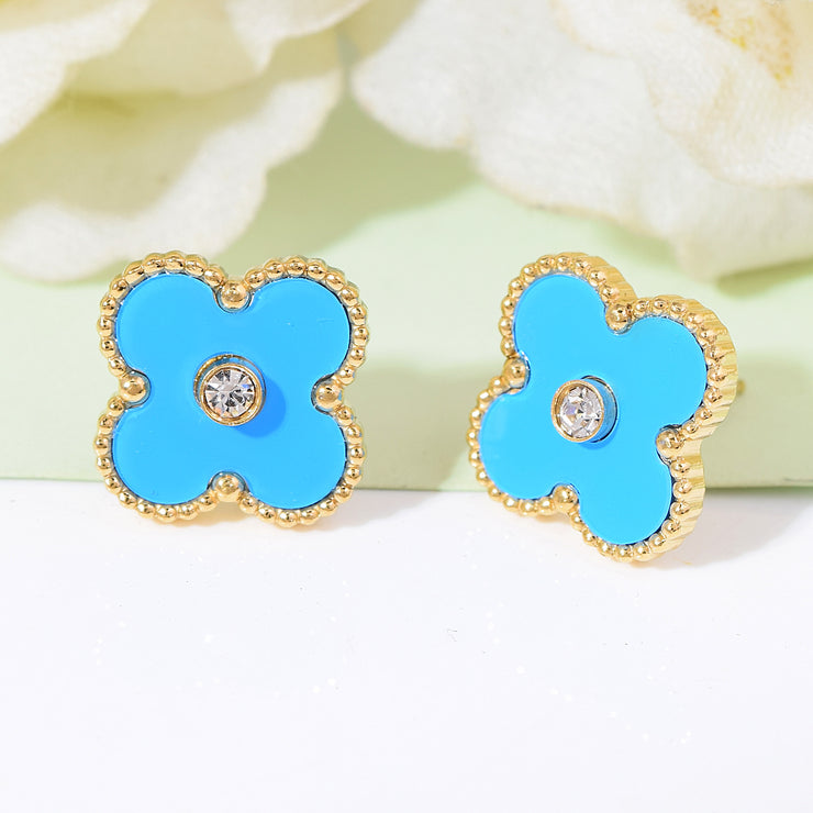 Blue Flower Studs