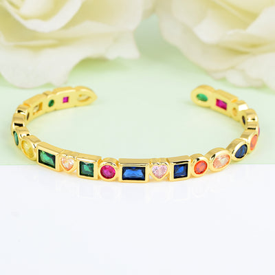 Multicoloured Gem Gold Bracelet
