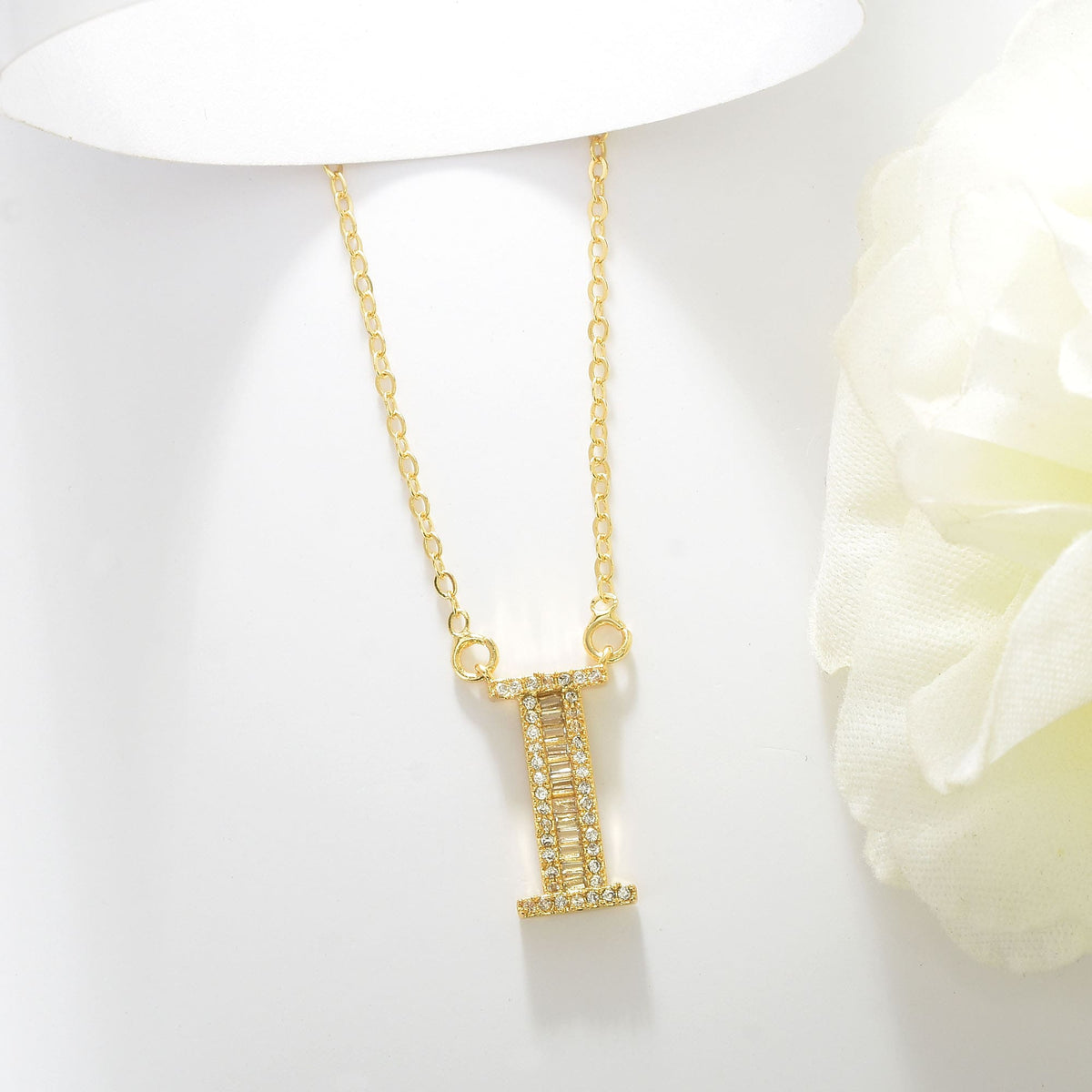 Letter I Swarovski Necklace