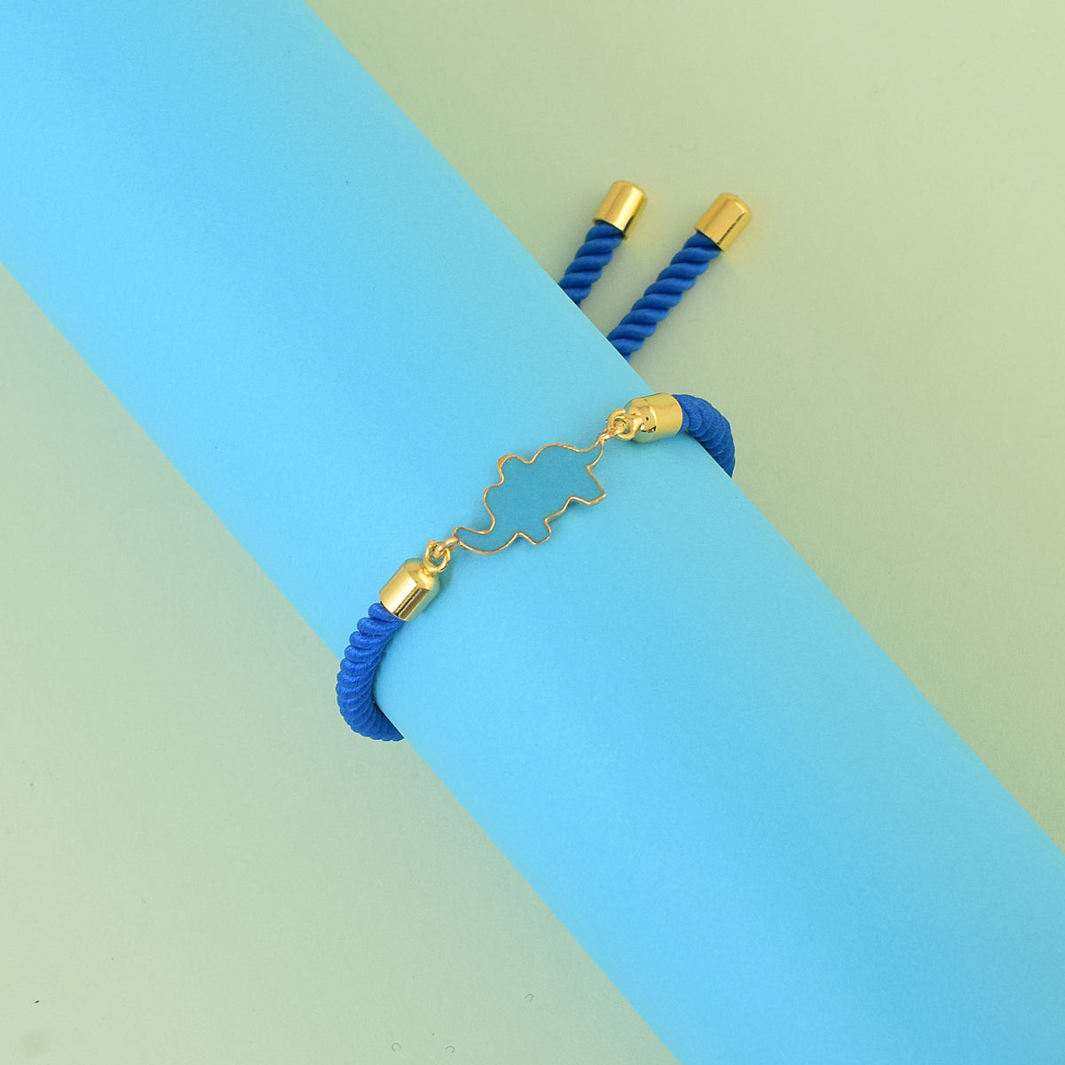 Pure Silver Blue Elephant Rope Bracelet