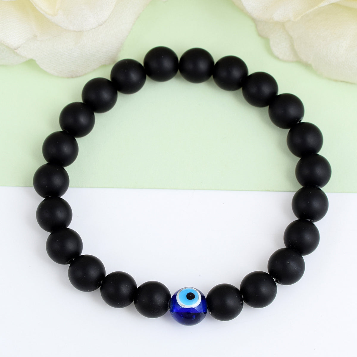 Adjustable  Black Bead Eye Charm Bracelet