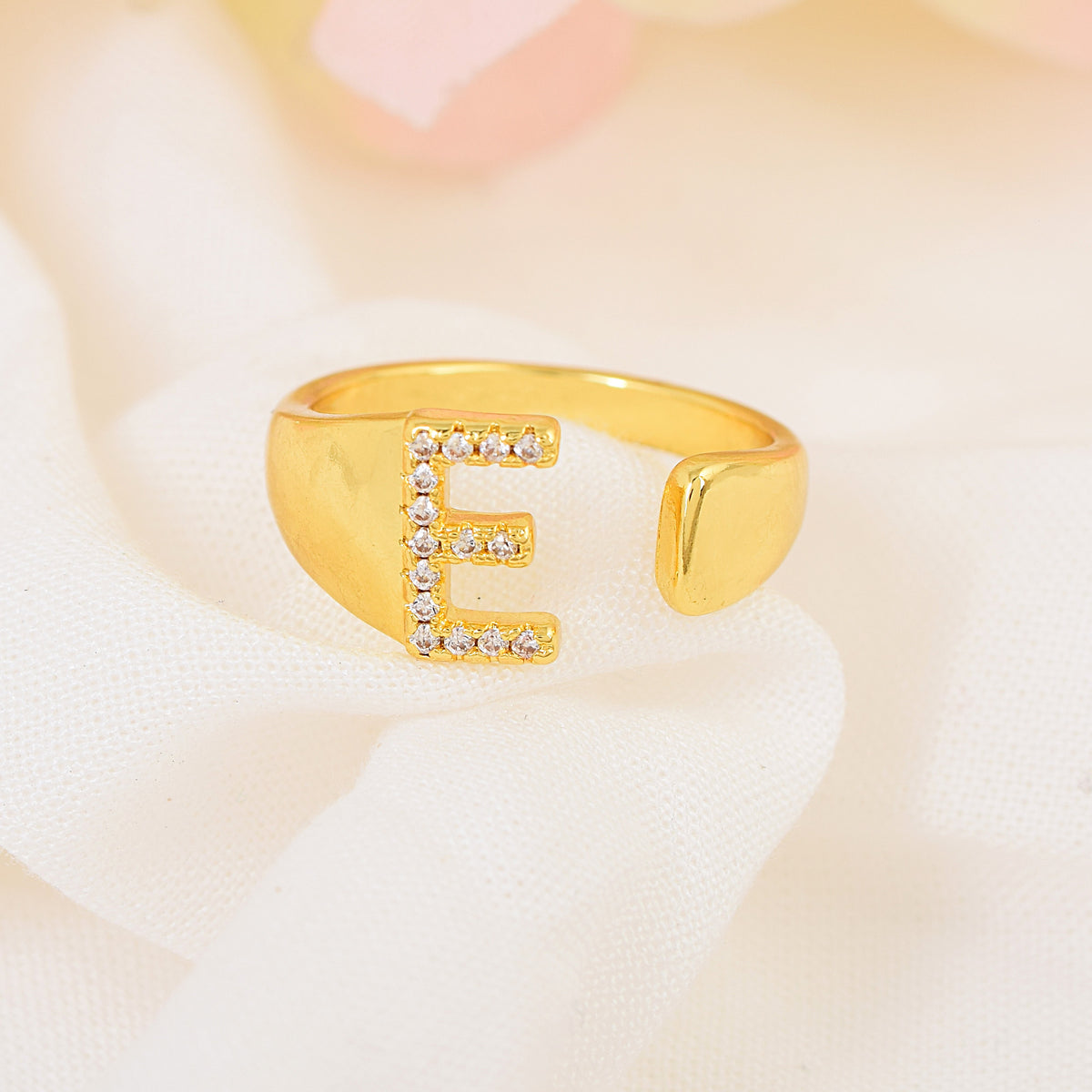 Letter E Swarovski Ring