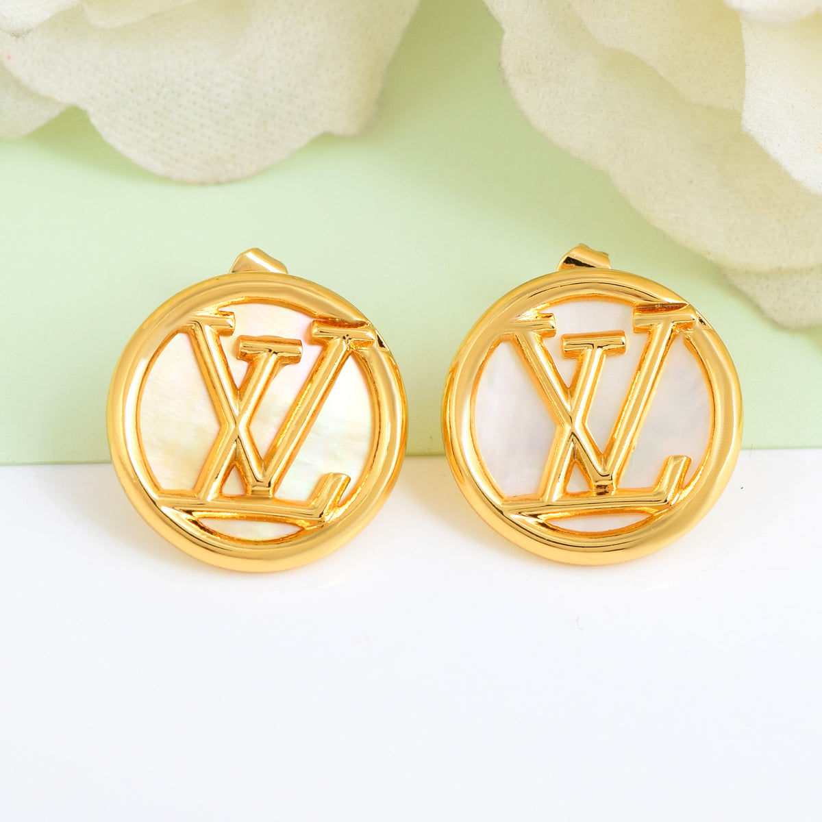 Mother Of Pearl LV Studs