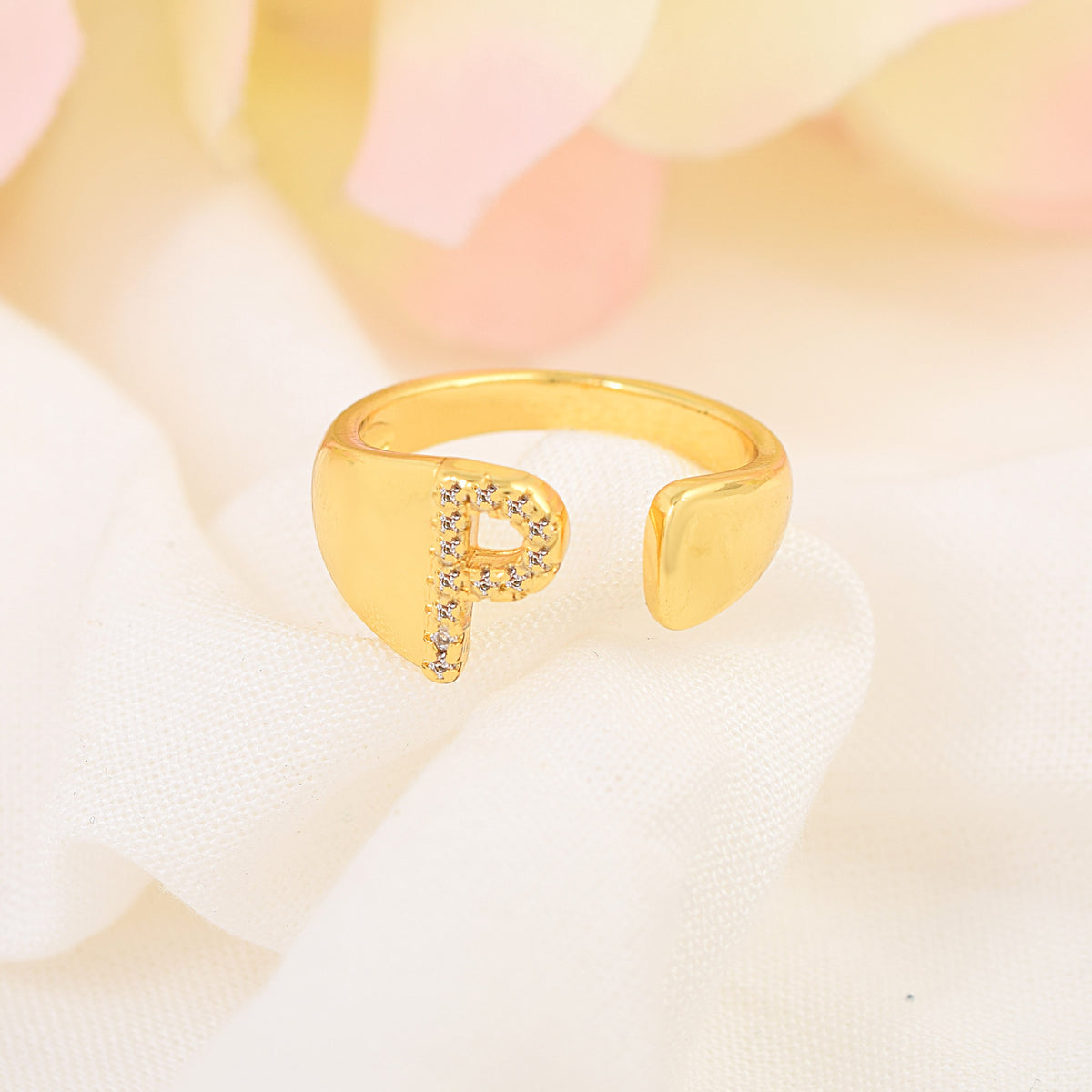 Letter P Swarovski Ring