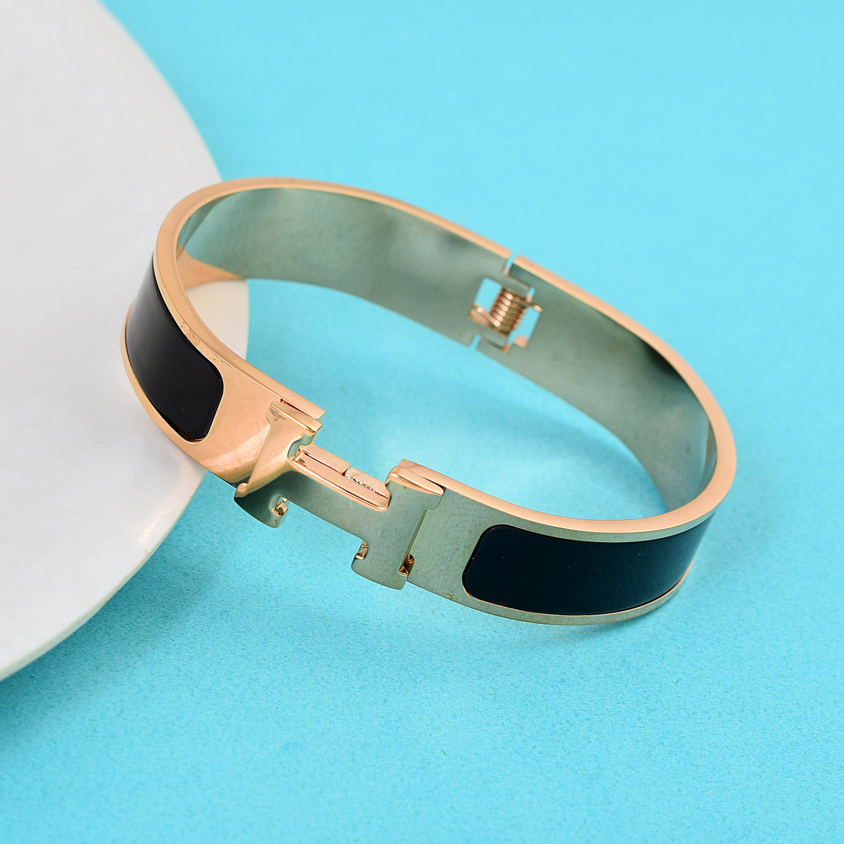 Black Enamel H Band Bracelet