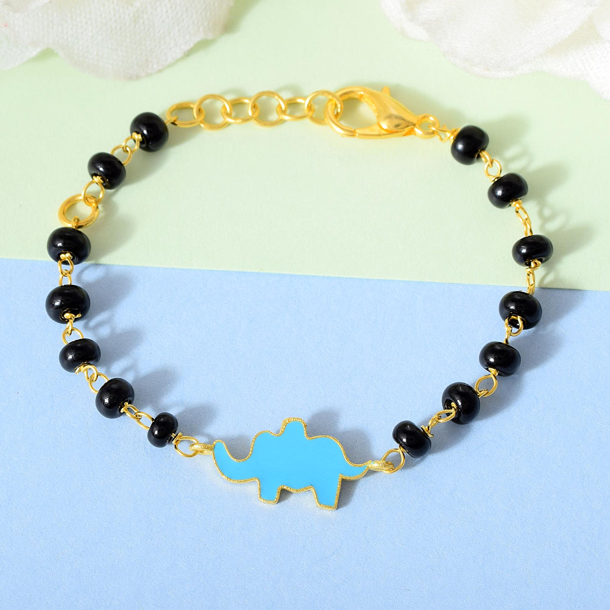 Pure Silver Kids Nazariya Blue Elephant Bracelet