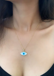 Blue Eye Shaped Evil Eye Necklace