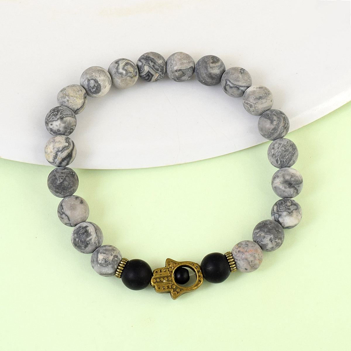 Hamsa semi precious bead bracelet