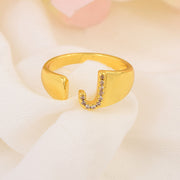 Letter J Swarovski Ring