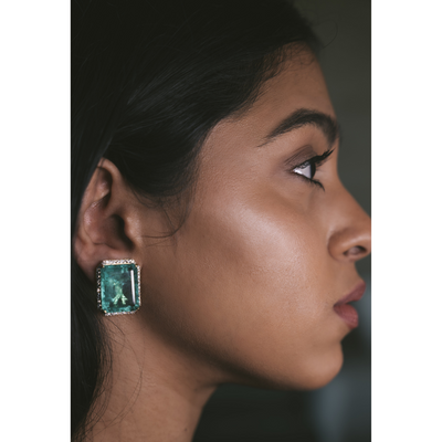 Swarovski Green Gem Stud Earrings