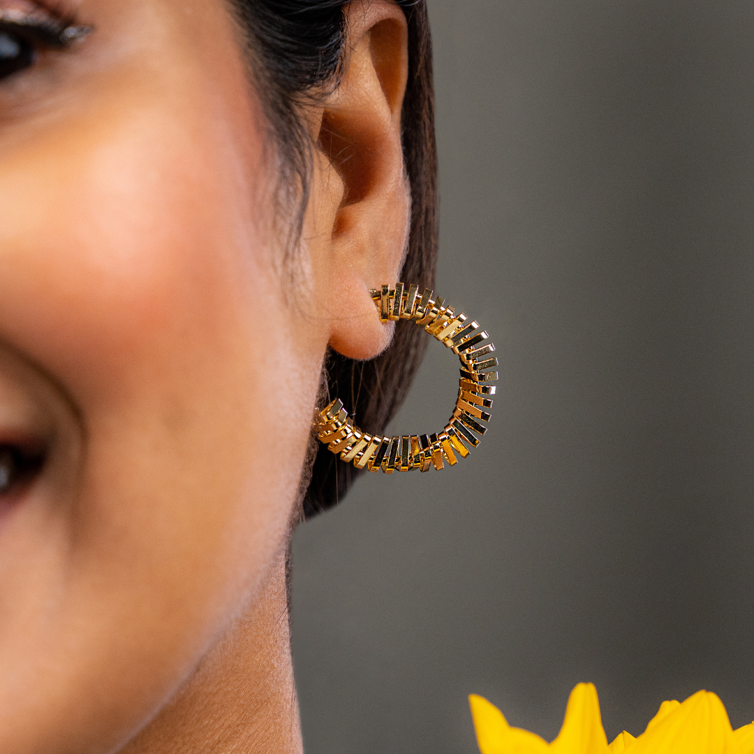 Spiral Wired Gold Hoop Earrings