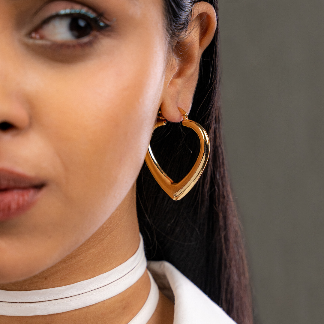 Gold Heart Hoop Earrings