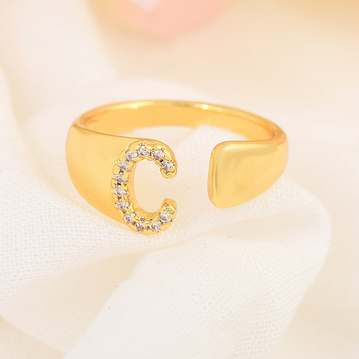 Letter C Swarovski Ring